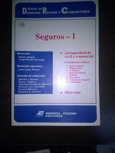 Revista Dcho Priv Y Com Nº 19 Y Nº 20 Seguros I Y Ii