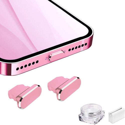 Tapon Antipolvo De Metal iPhone 14 13 12 11, 2u. - Rosa