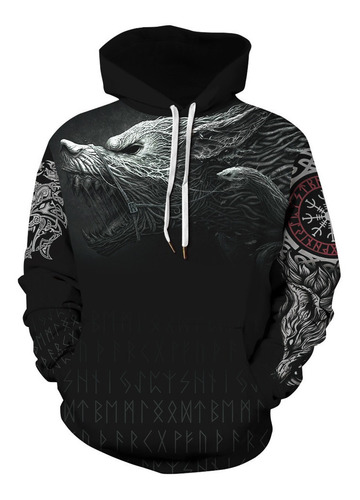 Nuevo Conjunto De Sudadera Con Capucha Y Estampado De Viking