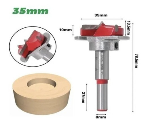 Mecha Forstner 35 Mm Con Tope Para Bisagra Cazoleta Guiller