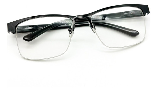 Óculos Sem Grau Grande Masculino Armação Fio Nylon Resistent Cor Preto metálico Tamanho Meio Aro Grande - Tamanho 63