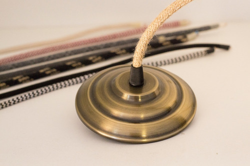 Imagen 7 de 9 de Portalampara Con Lampara Filamento Cable Textil Con Floron