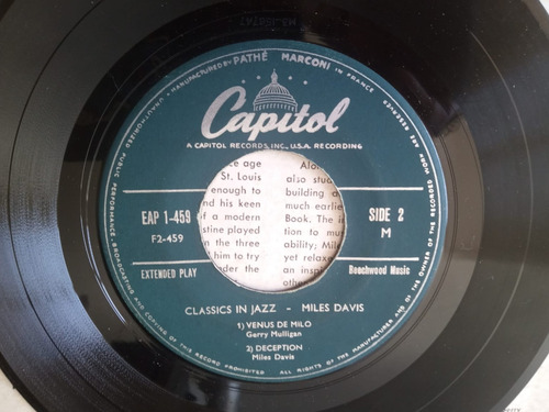 Miles Davis Classics In Jazz Part 1 Ep 1954 Usa 7,5 Puntos Estándar (Usado)