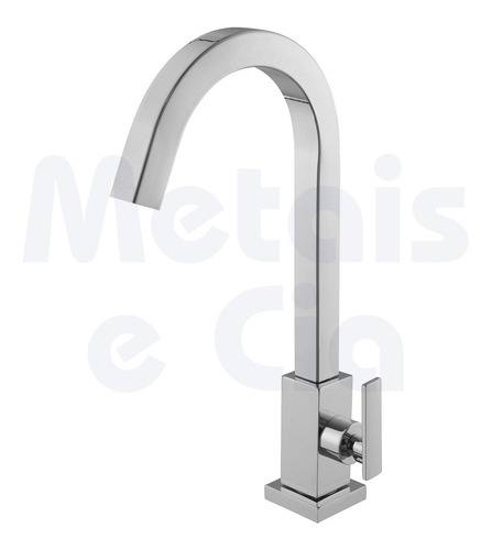 Imagem 3 de 4 de Torneira Cozinha Mesa Cromada - Luxo Quadrada Pesada