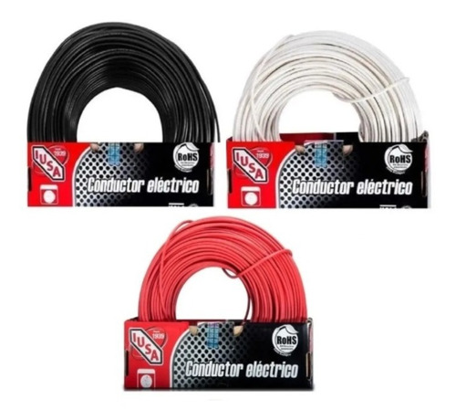 Combo 3 Cajas Cable Iusa Rojo,negro,blanco Thw Cal.12 100 M