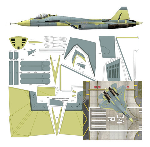 Sukhoi Su-57 T-50 Pak Fa 1:33 Full Papercraft (envio X Mail)