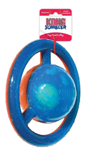 Imagem 1 de 2 de Brinquedo Cães Kong Jumbler Disc Medio Grande Azul E Laranja