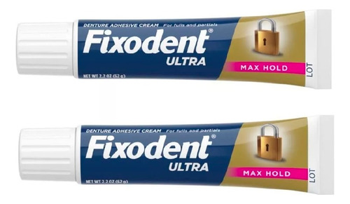 Fixador Para Dentadura Ultra Forte Fixodent 62,4g 2 Tubos