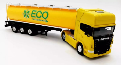 Camion Scania Welly Con Estanque Amarillo Escala 1:64