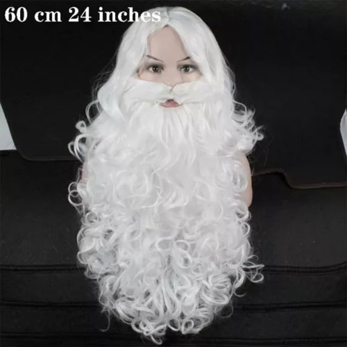 Papá Noel Peluca Blanca Y Pelo Largo Barba De 60cm