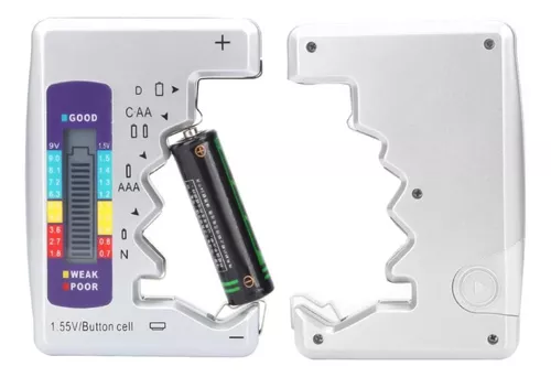 Pilas alcalinas: Comprobador de batería para pilas de botón, AA, AAA, C, D,  9v