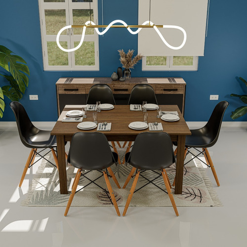Juego De Comedor Eames - Mesa Mdp + 4 Sillas Mesa Living