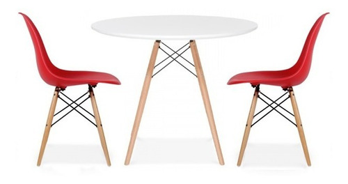 Juego Comedor Eames Mesa Redonda 80cm + 2 Sillas Eames