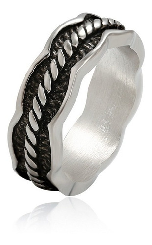 Anillo Cuerda Titanio Soga Gotico Dark Metal Ponk Gran Calid