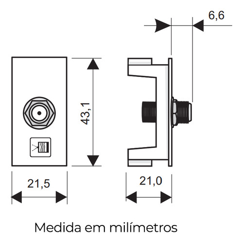 Módulo Tomada Antena De Tv Fame Habitat Para Cabo Coaxial