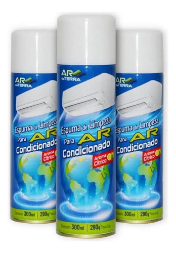 03 Espuma Limpeza De Filtro De Ar Condicionado 300ml Ar Terr