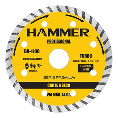 Disco Diamantado Hammer Turbo 110mm Seco Gydd1100