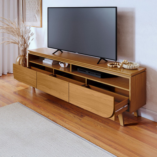 Rack Para Tv Até 75 Polegadas Selene 3 Gavetas Cumaru - Cor Marrom-escuro