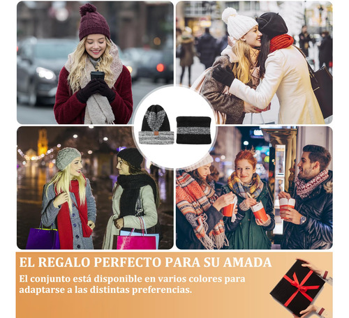 Gorro De Punto Invierno Cálido Conjunto De Gorro Y Bufanda