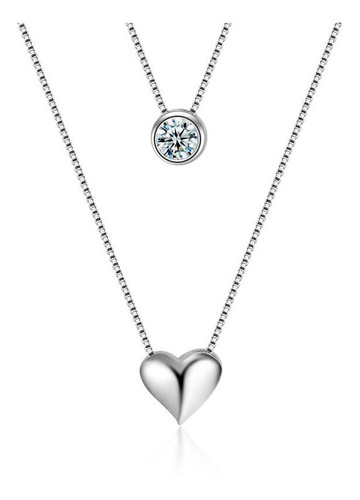 Collar Gargantilla Mujer Corazón Plata925 Y Zirconia Lb