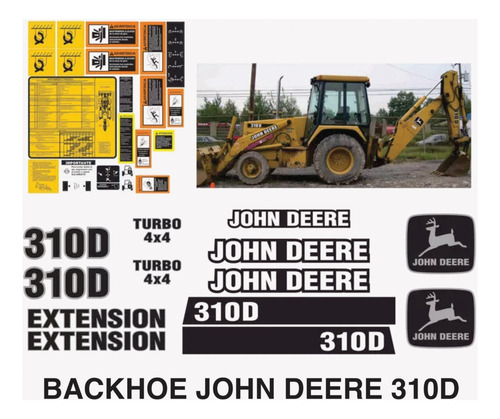 Kit Calcomanías Para Retro Excavadora John Deere 310d