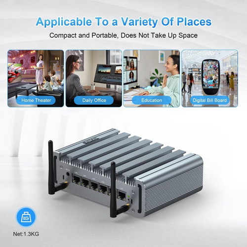 Firewall Mini Pc 2.5gbe 6 Puerto Lan, Micro Router Pc, I225