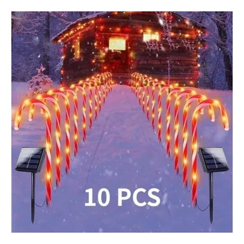 Paquete Bastones Navidad Estaca Caramelo Led Luz Navideño