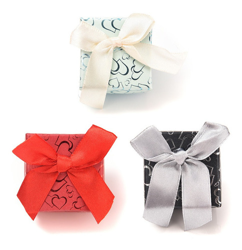 Imagen 1 de 7 de Caja Estuche Para Anillo 4x4cm Corazones Docena Por Mayor