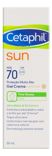 Protetor Solar Facial Com Cor Sun FPS 70 50ml Cetaphil