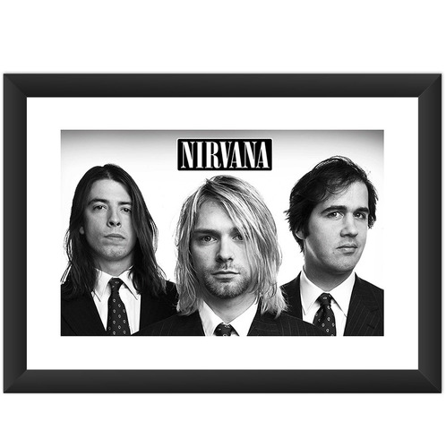 Quadro Nirvana Kurt Cobain Terno Banda Rock Preto Branco Art