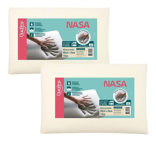 Kit 2 Travesseiros Nasa Viscoelástico - 14 Cm - Duoflex