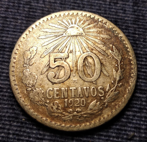 Moneda 50 Centavos Resplandor 1920