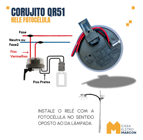Kit 02 Rele Fotocelula Sensor Corujito Qr51 C/suporte