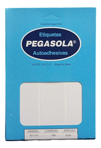  Etiqueta Vigor Pegasola Rectangular Blanco 3030 33x75mm