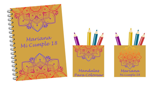 Kit Imprimible Souvenir Cumple Diseños De Mandalas Lapiceros