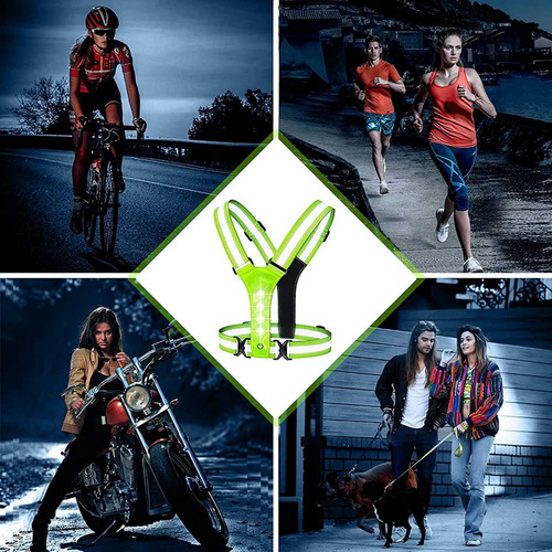 Chaleco Para Correr Reflectante Led, 3 Unidades, Elástico Y