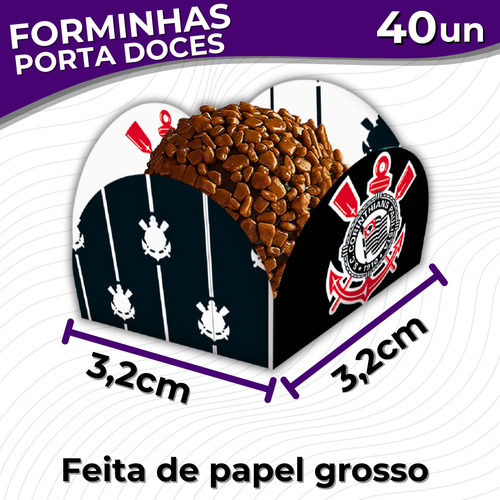 Kit Vela Decorativa + 40 Forminhas - Corinthians - Festcolor