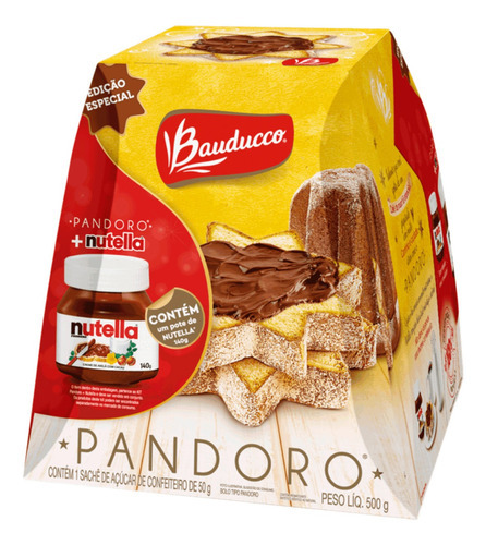Kit 4x Pandoro Bauducco 500g Ed Especial + Nutella 140g