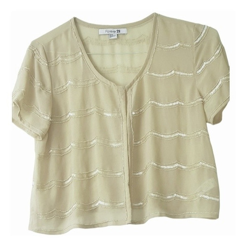 Bolero Fiesta, Gaaa/lentejuelas, Beige Forever 21, Talla M