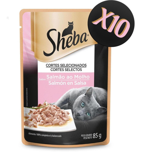 Imagen 1 de 8 de Sheba Alimento Húmedo Para Gato Adulto Salmón Sobre 85 G X10