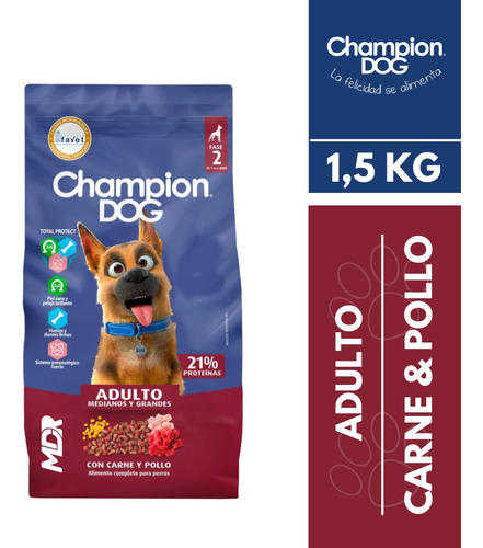 Champion Dog Carne Y Pollo 1,5kg X7 Und | Mdr