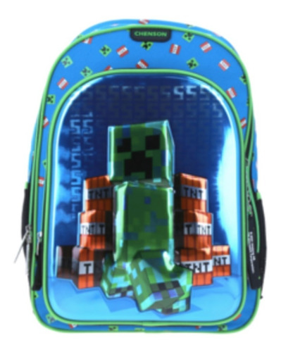 Mochila Minecraft Grande Laminada Chenson Primaria 3d