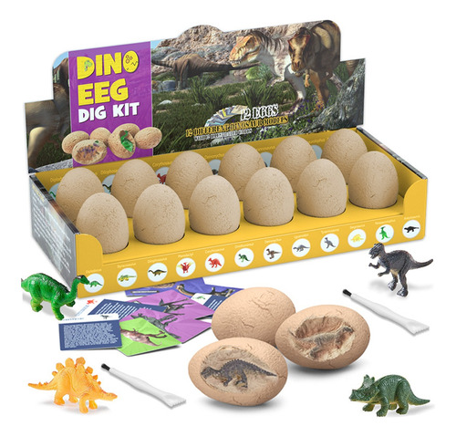 12 Piezas Juguete Dinosaurio Para Niños Kit De Excavación 