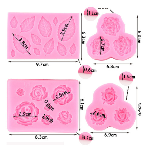 Molde De Silicona Rosas Flores Deja Peonía Fondant Pasta