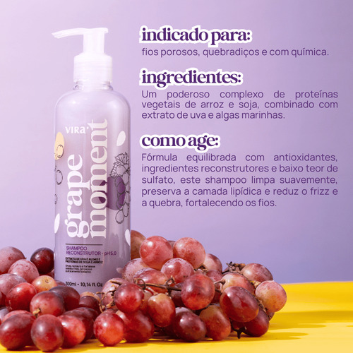 Shampoo Grape Moment 300ml Para Reparação De Danos