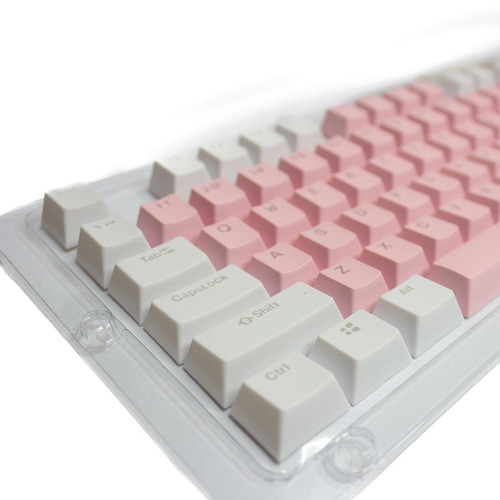 Keycaps Set Color Blanco + Rosado Pastel