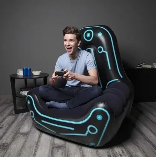 Sillón Sofá Puff Inflable Gamer Bestway 75077 Colchón Color Negro