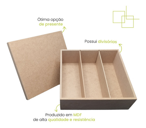 Caixa De Mdf Divisória Com Tampa Para Presente Lembrancinha
