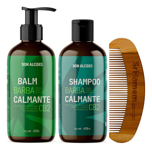 Kit Balm Shampoo Para Barba 450g Cb2 Pente Curvo Don Alcides