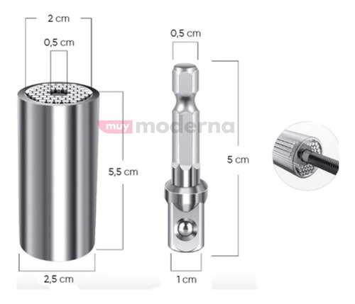 Imagen 7 de 9 de Llave Dado Universal Para Taladro Destornillador Adaptable M